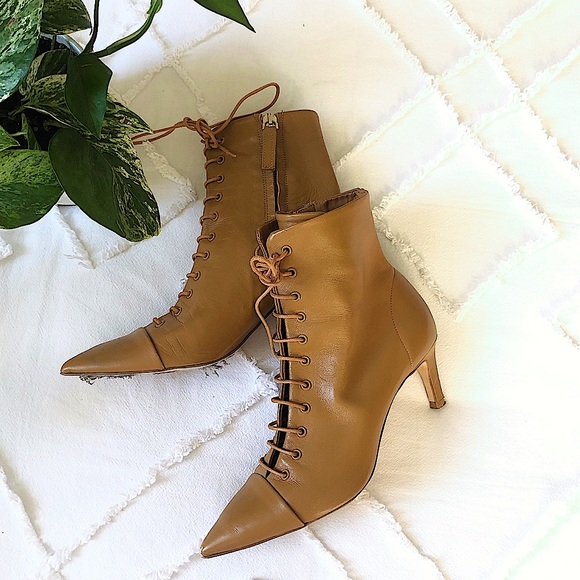 Zara Shoes - ⭐️MY PICK⭐️ ZARA Vintage Limited Edition Lace-Up Kitten Heel Boots